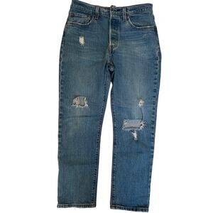 Levi's Women's 501 Original medium wash distressed Cropped Jeans 28x26